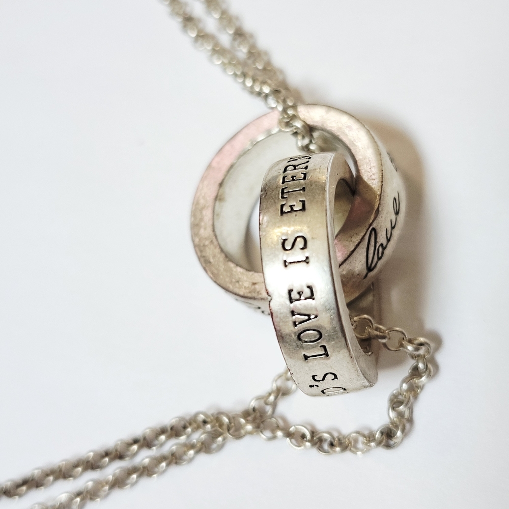 Religious Silver Toned Interlocking Double Ring N… - image 3